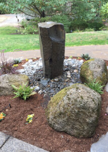 Basalt Columnar Water Bubbler With Zen Like Garden