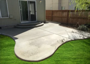 Sem-Circular Concrete Steps and Organically Shaped Patio