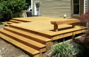 Cedar Deck With Steps And Bench