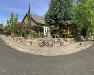Curved Natural Boulder Drystack Wall
