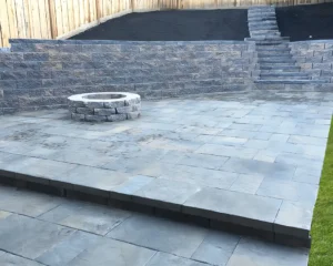 Five Foot Tall Concrete Block Retaining Wall